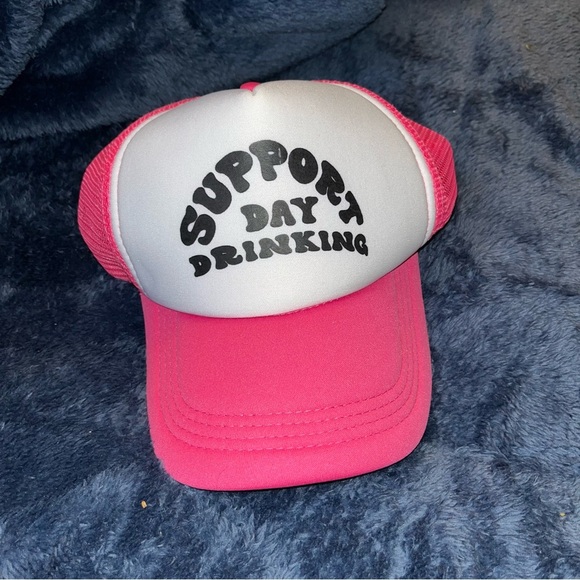 Support day drinking hot pink mesh trucker hat cap y2k - Picture 4 of 6
